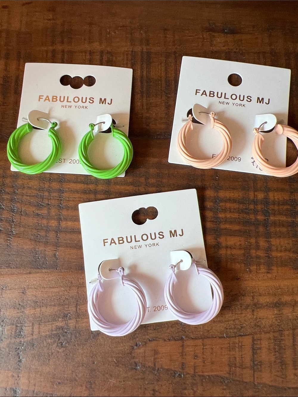 NWT Pastel Hoop Earrings - Pink, Peach, Green 1” diameter